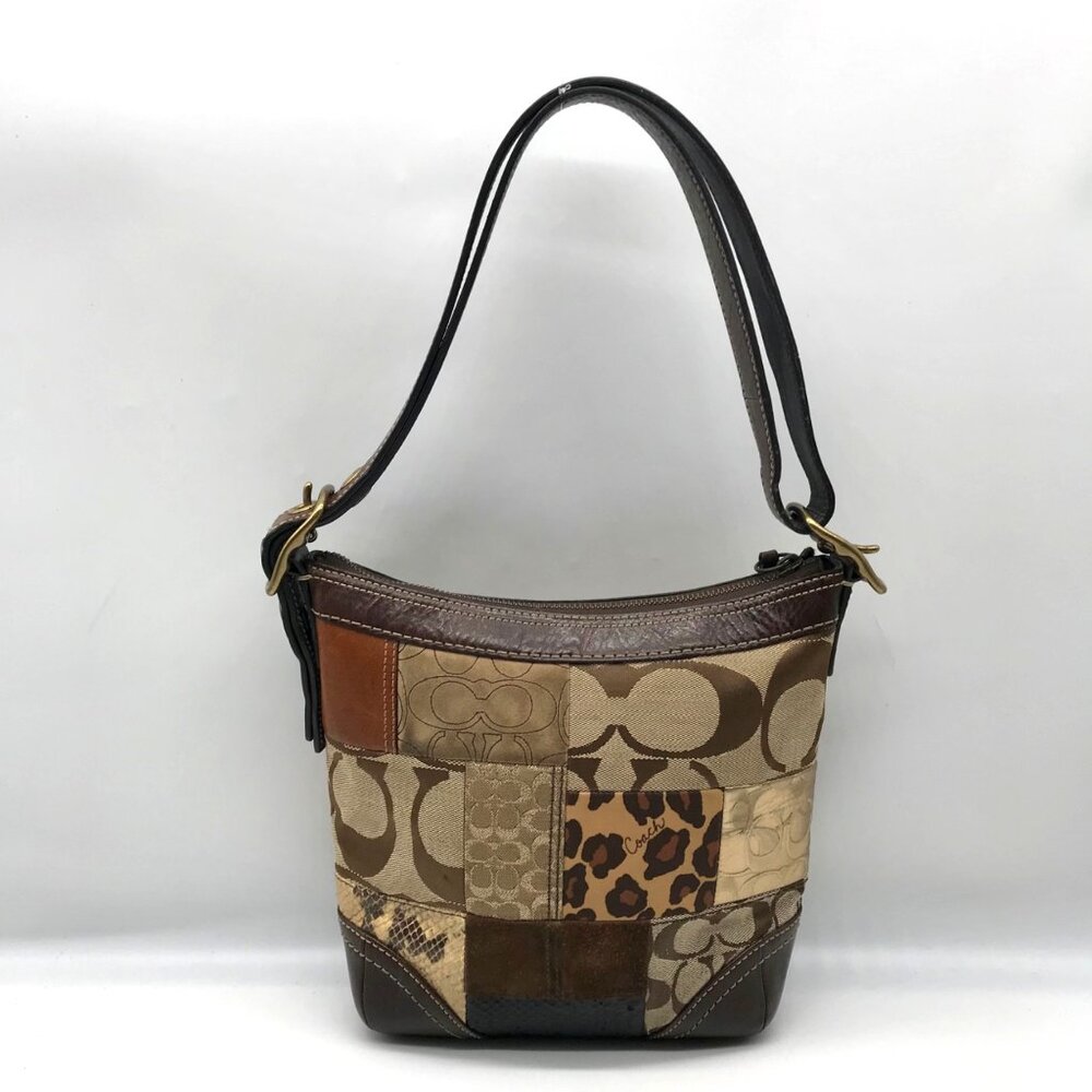 Coach Brown Monogram Patchwork Shoulder Bag 11497 - image 2